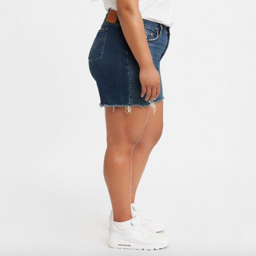 LEVI'S 501 Denim Shorts High Rise Fitted Through Hip 20W - Picture 3 of 7